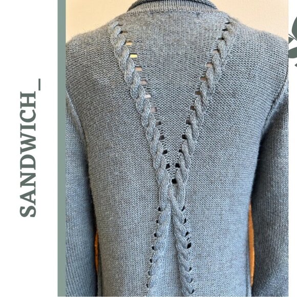 Samdwich_ Green Blue Long Sleeve Long Cardigan Sweater Fringe Size Small - Picture 6 of 7